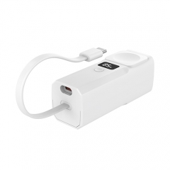 Hot New Mini Power Bank 5000mAh for Smart Watch with Built-in USB-C Cable