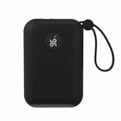 Mini 10000mAh Power Bank with Built-in Lightning&USB-C Cable.