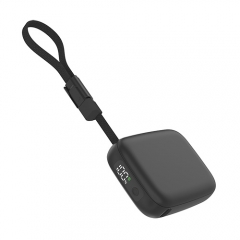 Compact 22.5W Semi-Solid State Power Bank 5000mAh with Built-in Cable & Digital Display.